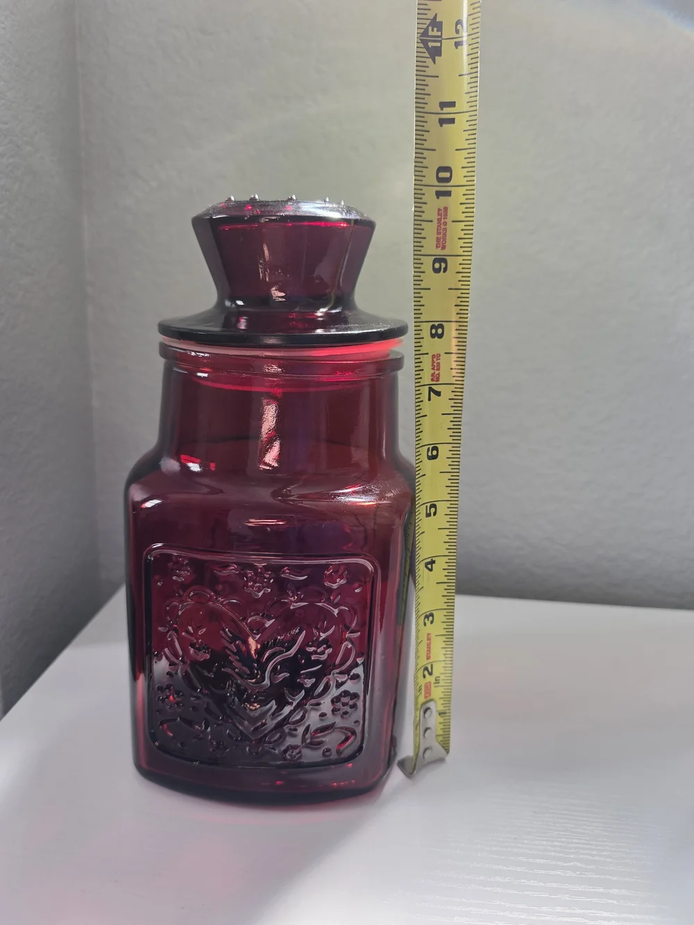 Ruby Red Decorative Glass Jar with Lid